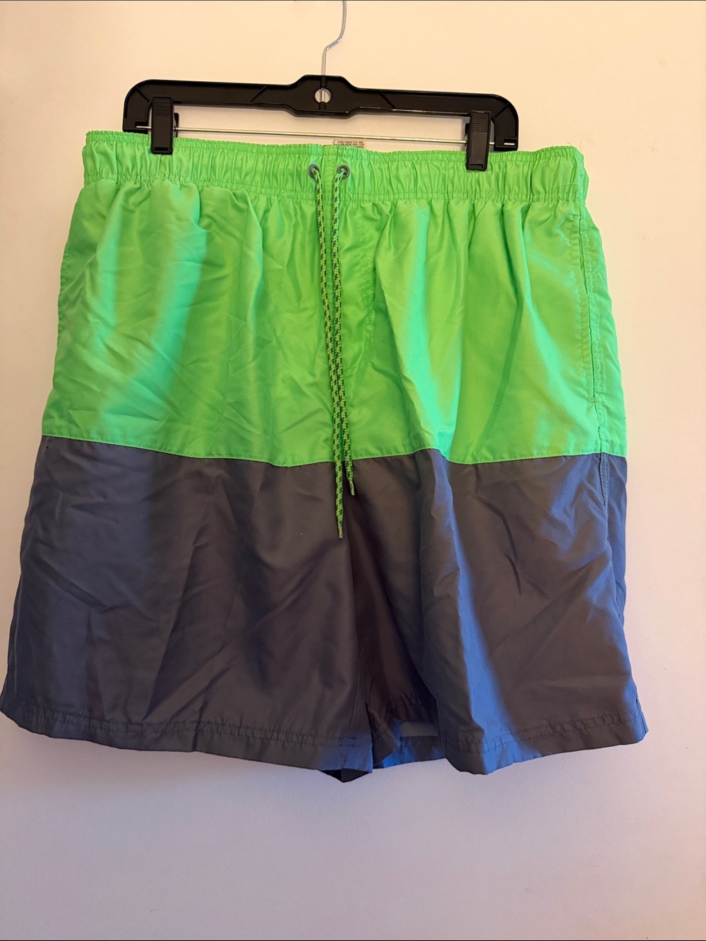 Faded Glory Lime Green and Gray Two-Tone Swim Shorts